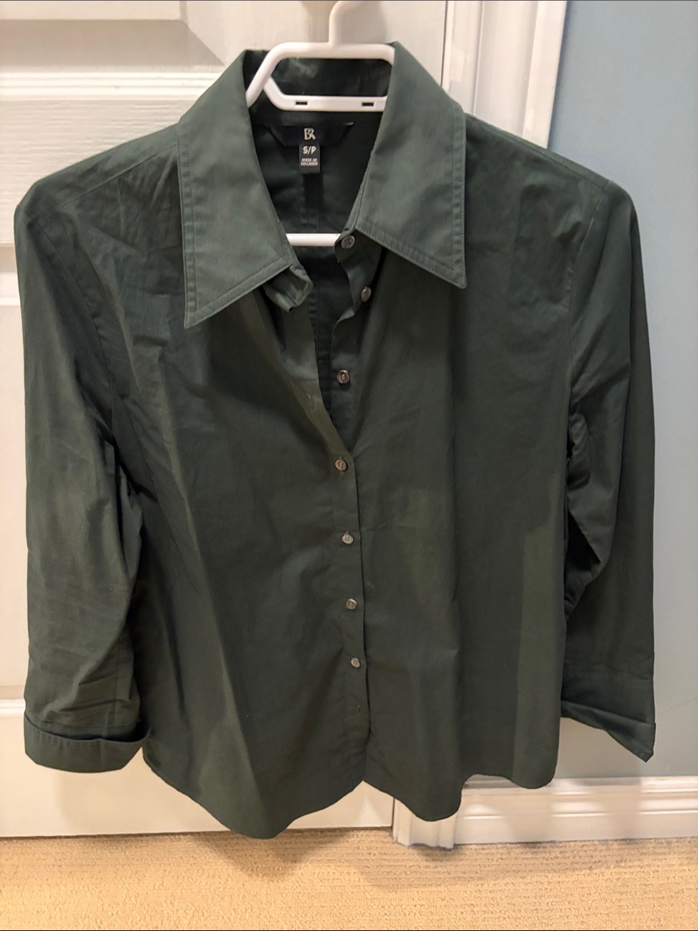 Banana Republic Dark Green Button-Front Dress Shirt